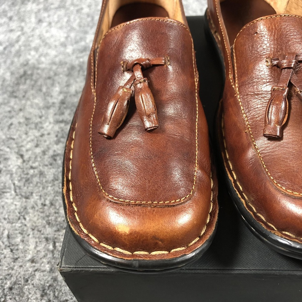 Born Womens 7 Brown Leather Tassel Loafers Slip On Comfort Flats - Picture 5 of 16
